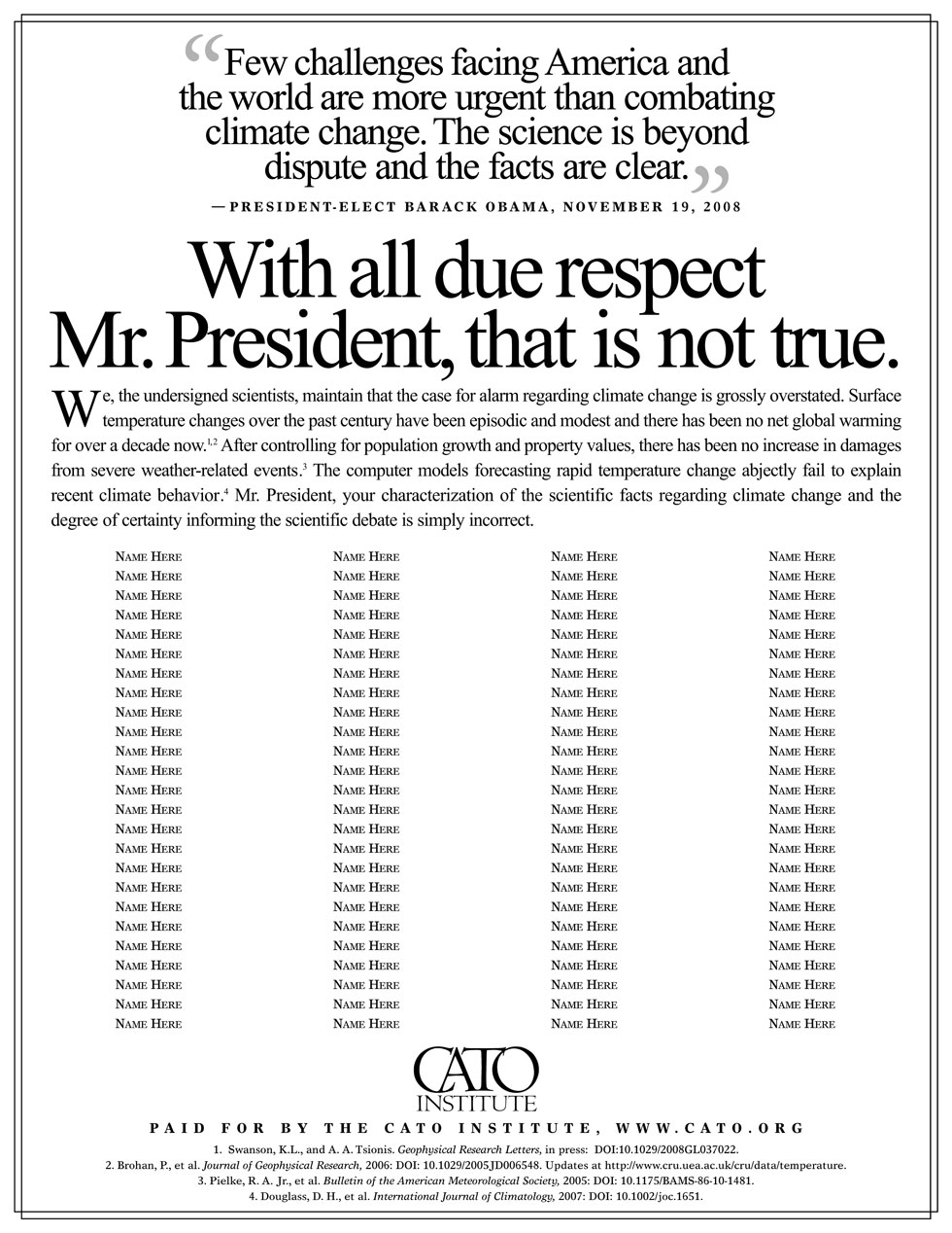 CATO Institute: With All Due Respect