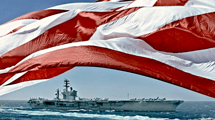 Flag over US Aircraft Carrier