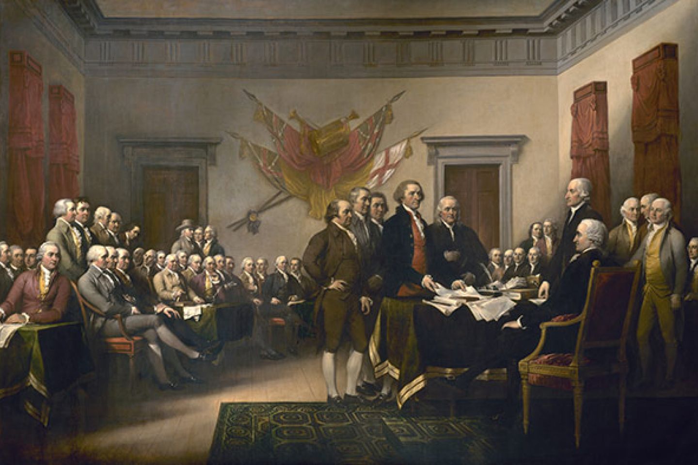 The signing of the Declaration of Independence.